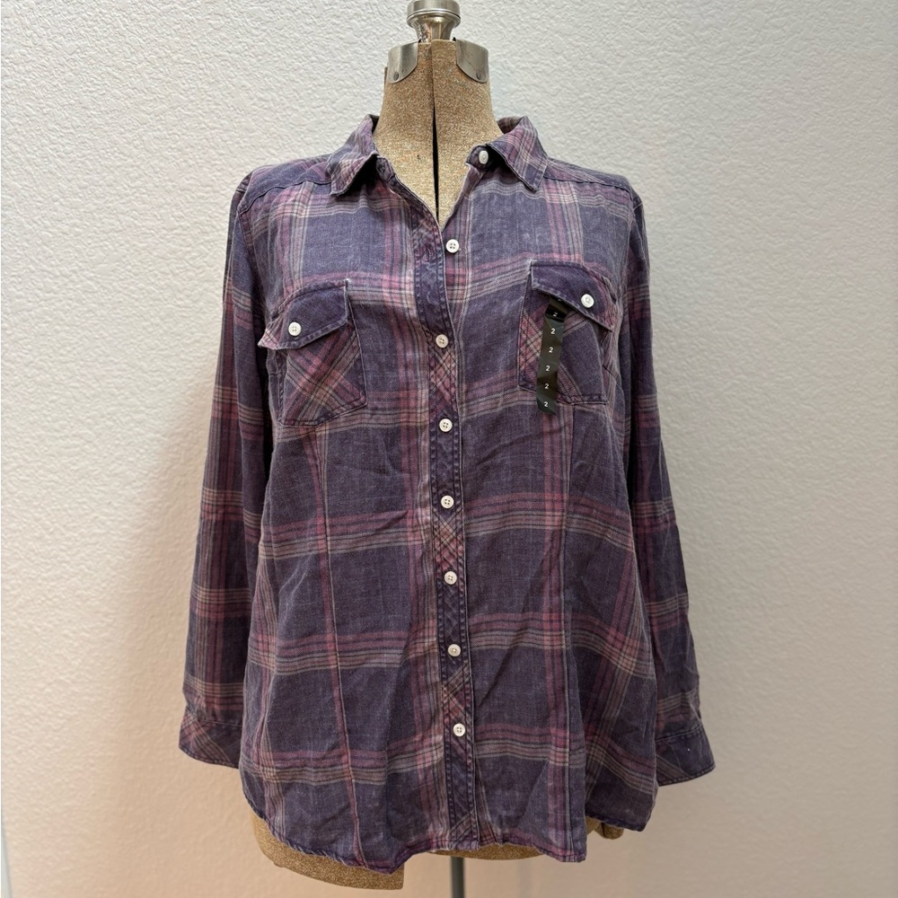 NWT Torrid Purple Plaid Button Front Shirt